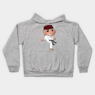 Karate Boy Kick Kawaii Cartoon Character Kids Hoodie